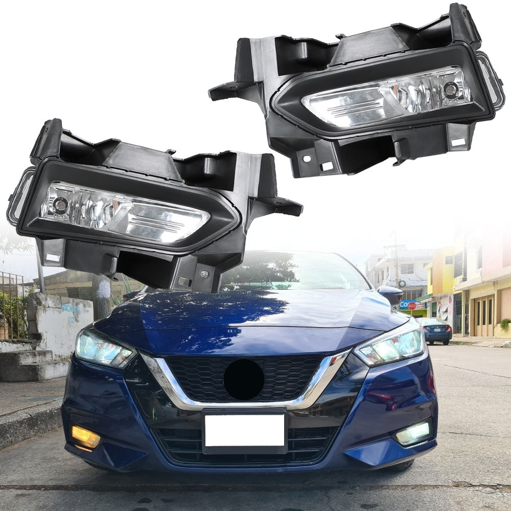 TOPPARTZ Left and Right Fog Lights Lamp Chrome w/Bezel+Harness for 2020-2021 Versa