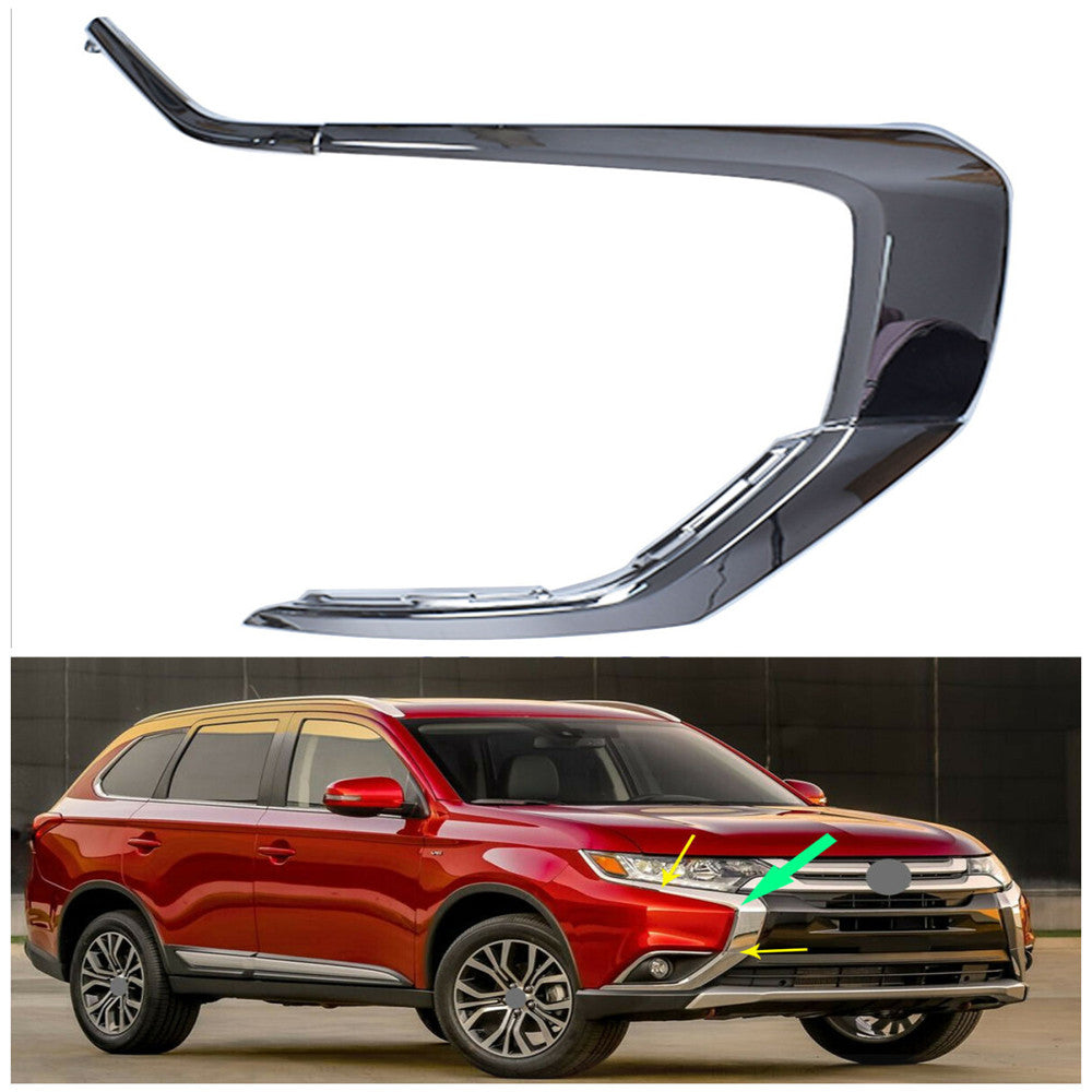 TOPPARTZ RH front Bumper Upper chrome Trim molding Strip Replacement for Mitsubishi Outlander 2016-2019 MI1047103, MI1047104
