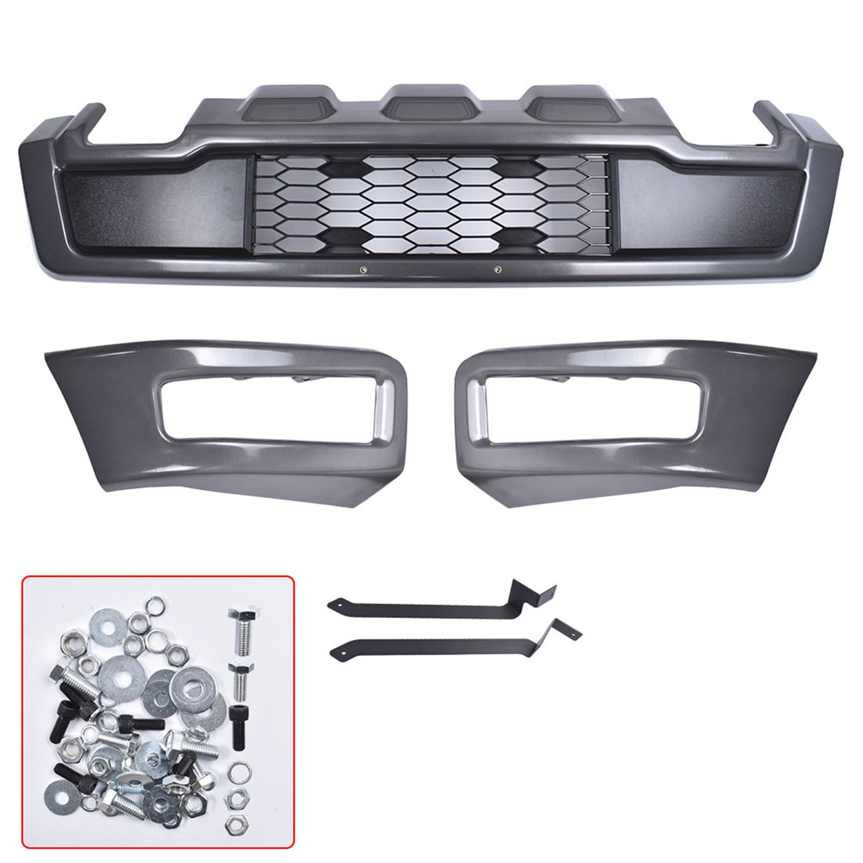 TOPPARTZ Steel Front Bumper Assembly Kit For F-150 2018 19-2020 Raptor Style Gray