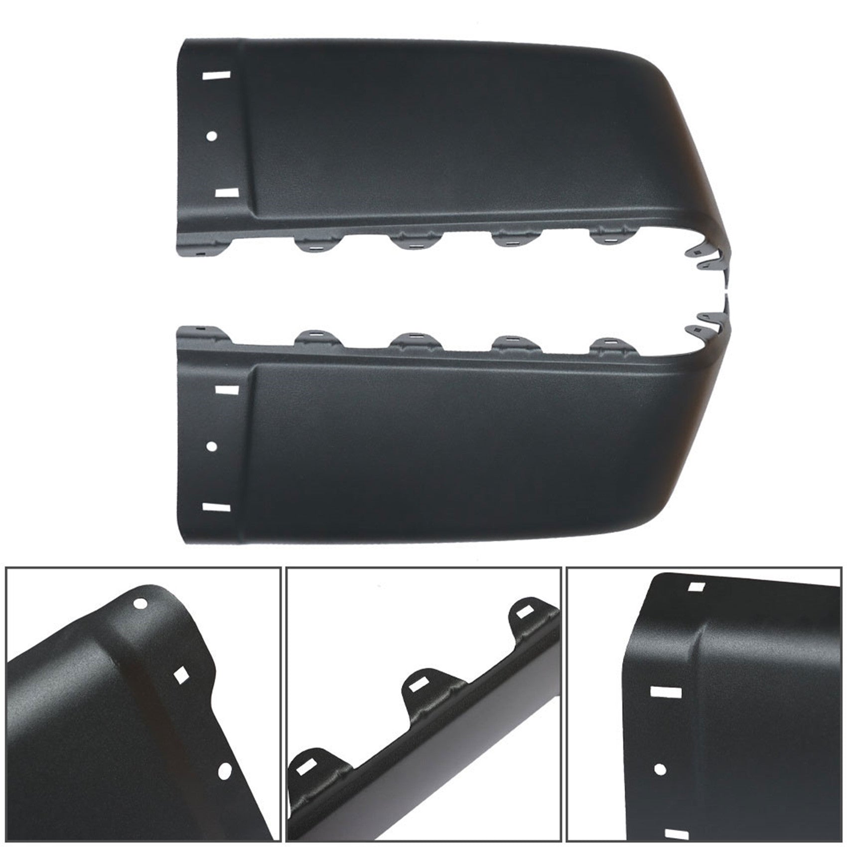 Left & Right Rear Bumper End Caps Set Black For 2007-2013 Chevy Silverado 1500