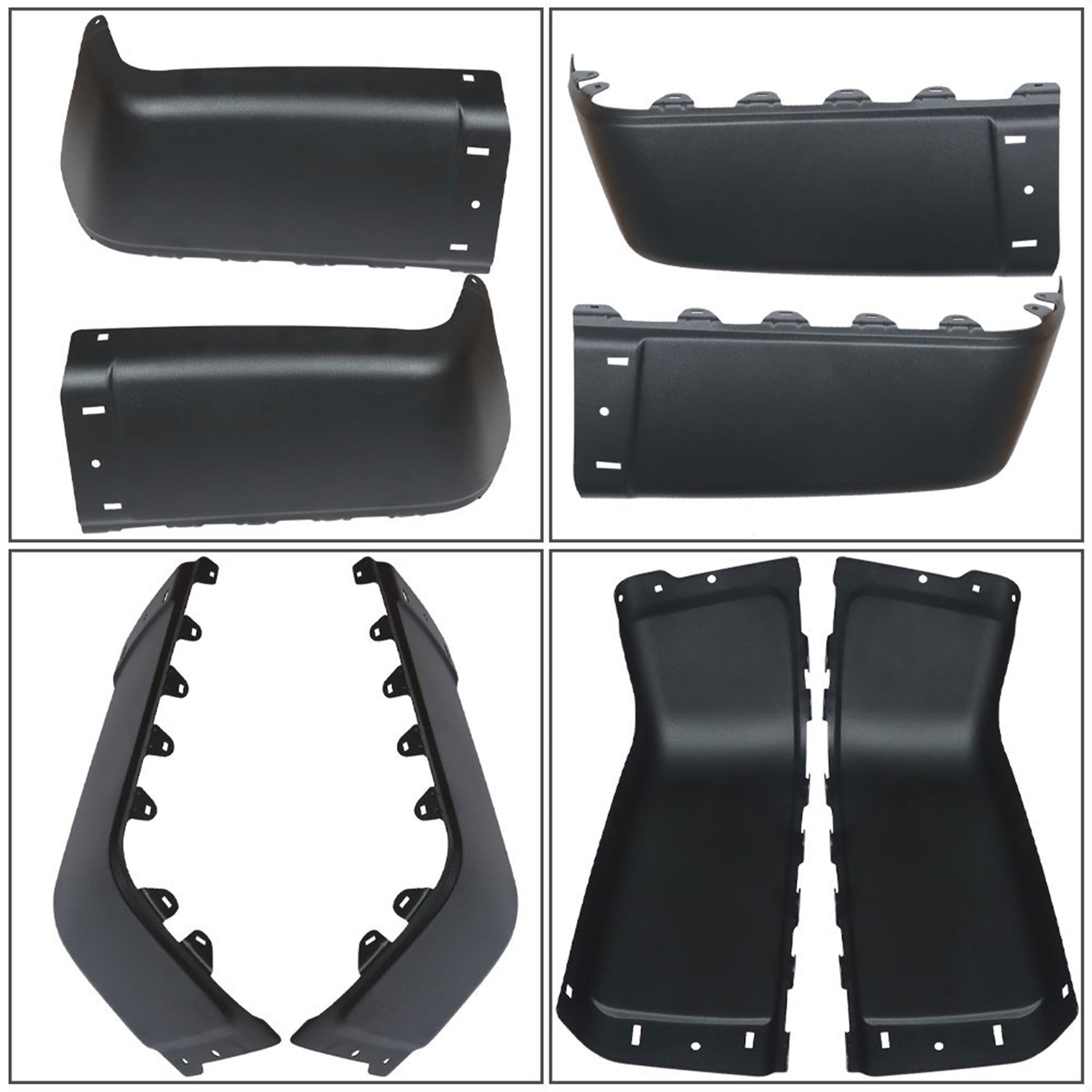 Left & Right Rear Bumper End Caps Set Black For 2007-2013 Chevy Silverado 1500