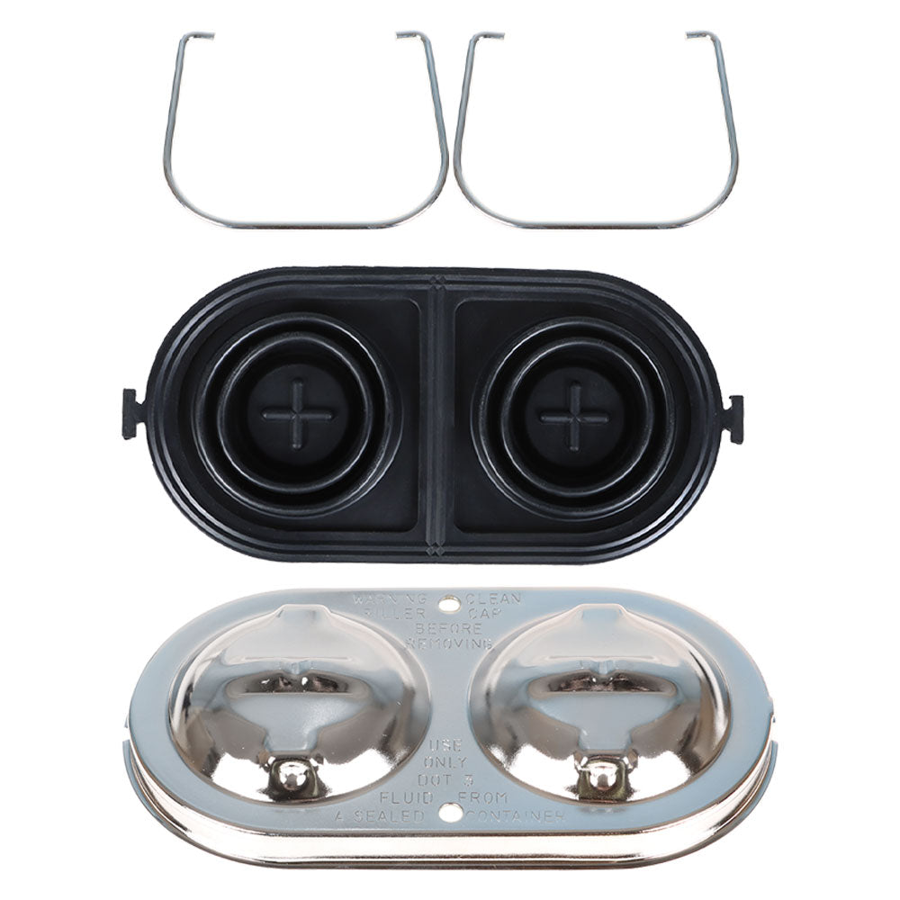 Master Cylinder Cover Chrome w/ Bails & Gaskets Ready For Chevrolet Corvette