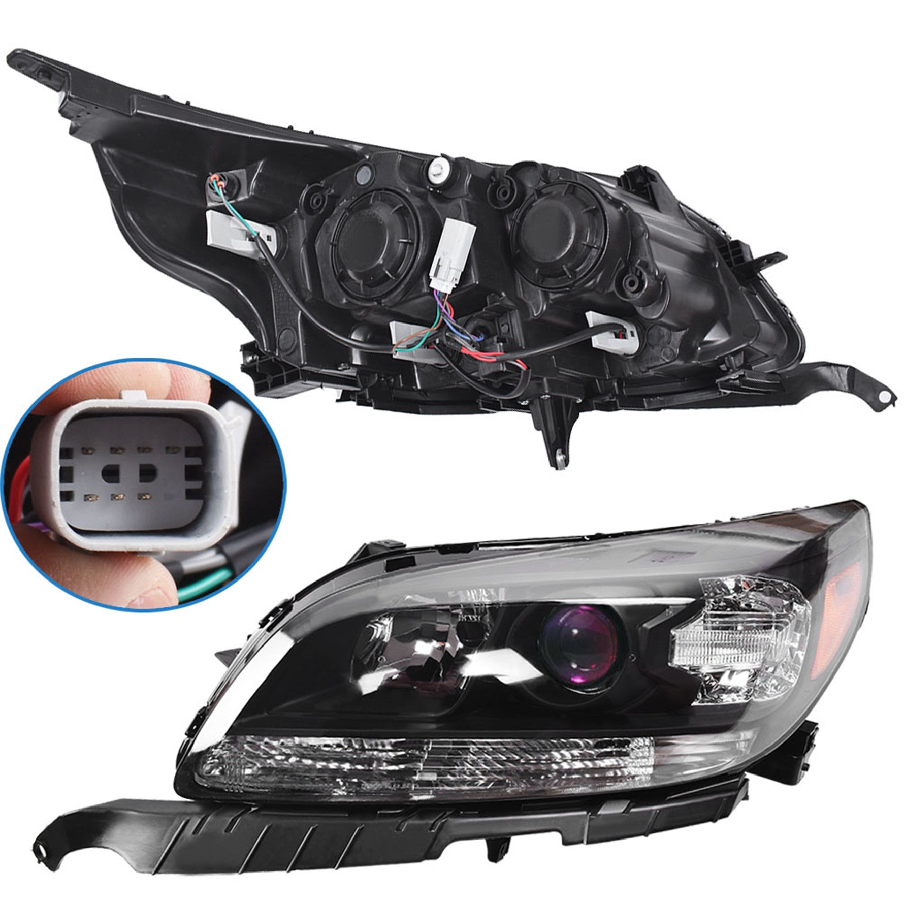 NEW Halogen Projector Headlights Assembly For 2013 2014 2015 Chevy Malibu Black
