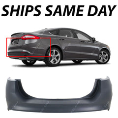NEW Primered - Rear Bumper Cover Replacement For 2013-2018 Ford Fusion w/o Park
