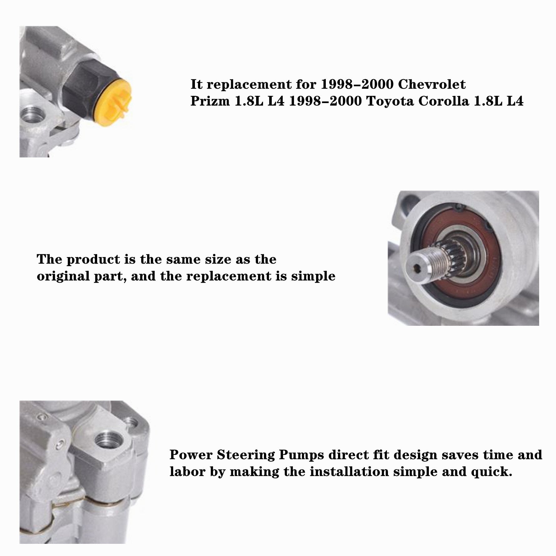 TOPPARTZ Power Steering Pump For Chevrolet Prizm Toyota Corolla 1998-00 1.8L DOHC