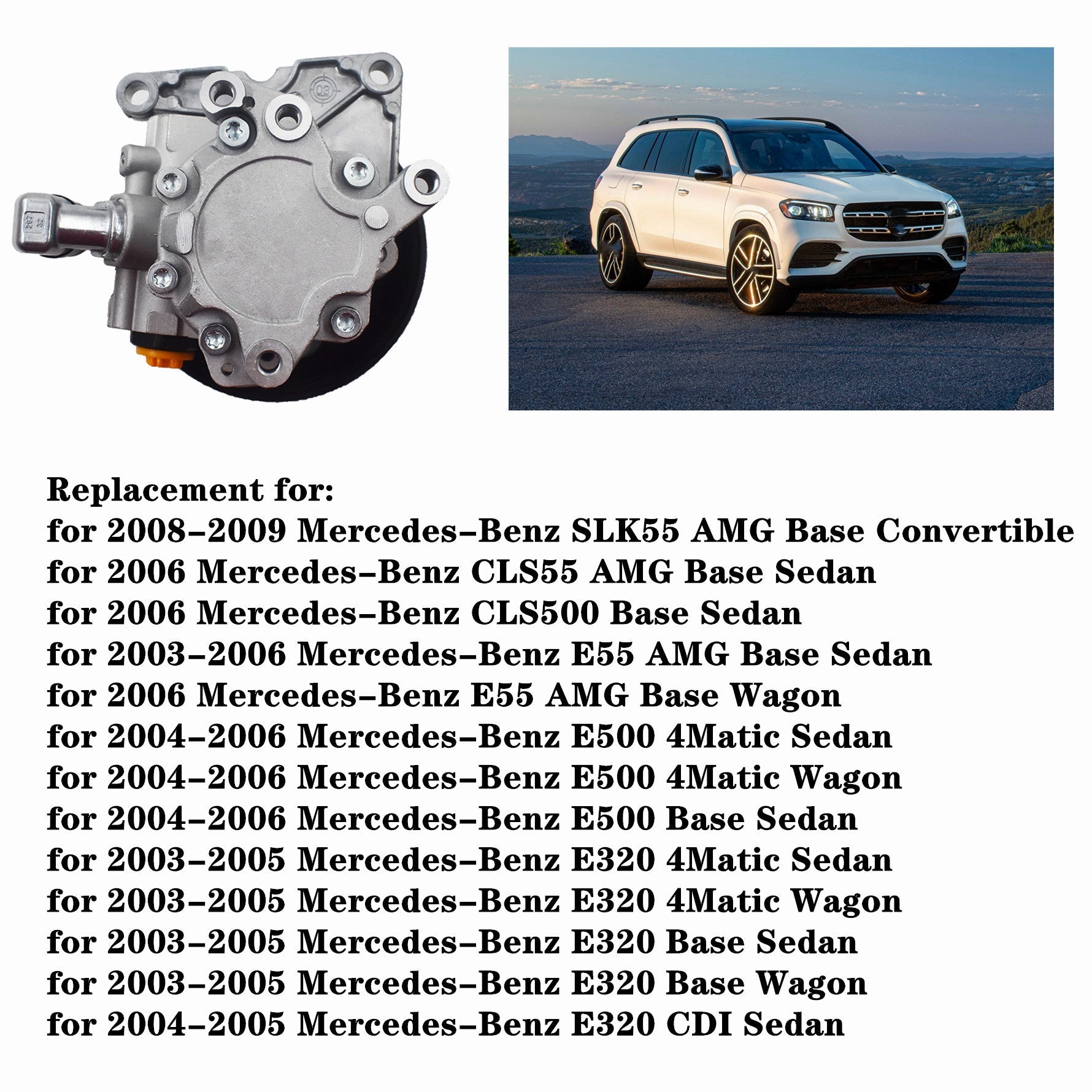New Power Steering Pump For Mercedes-Benz CL500 E320 E500 E55 AMG S600 2000-06
