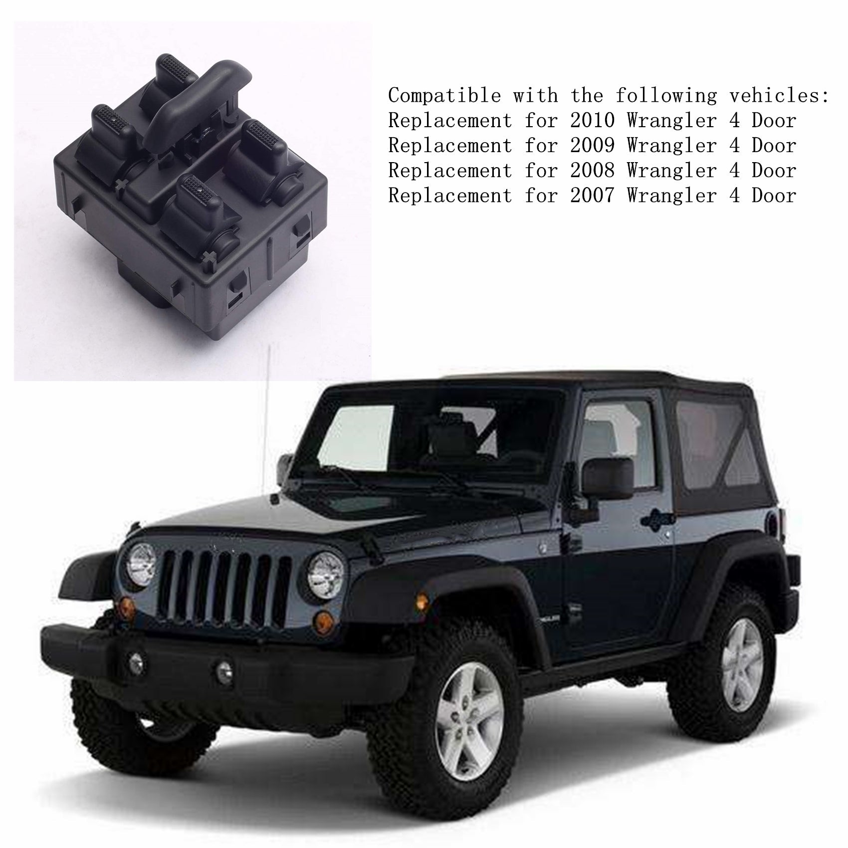 One Master Power Window Switch Front Left For 2007-2010 Jeep Wrangler 4 Door