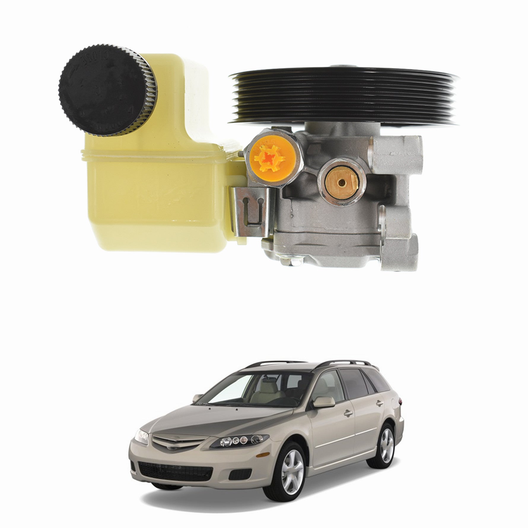 TOPPARTZ Power Steering Pump w/ Pulley w/ Reservoir for Mazda 6 l4 2.3L V6 3.0L AA121-162