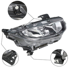 Projector Headlights For 2016-2020 Honda Civic Halogen Headlamps Chrome RH & LH