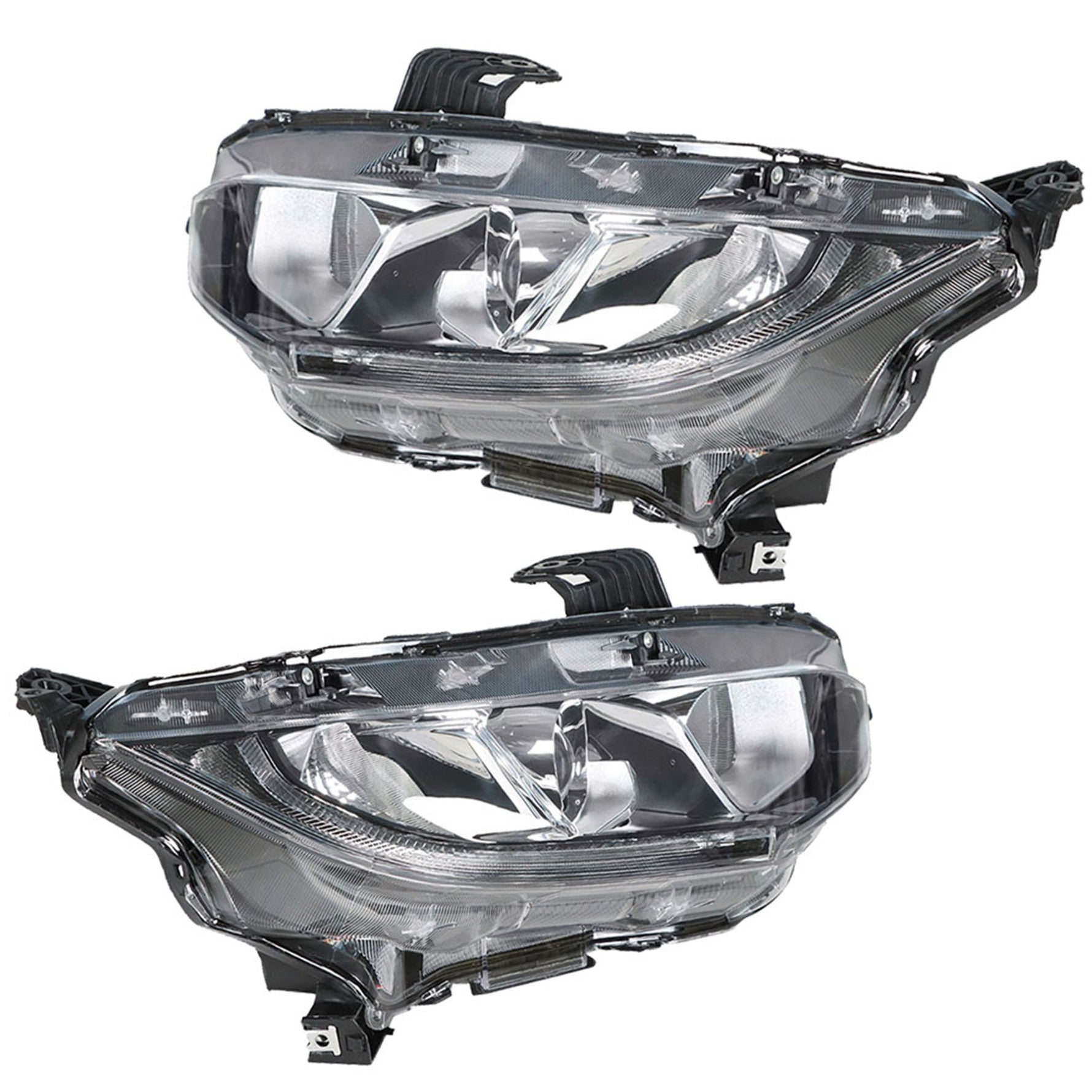 Projector Headlights For 2016-2020 Honda Civic Halogen Headlamps Chrome RH & LH