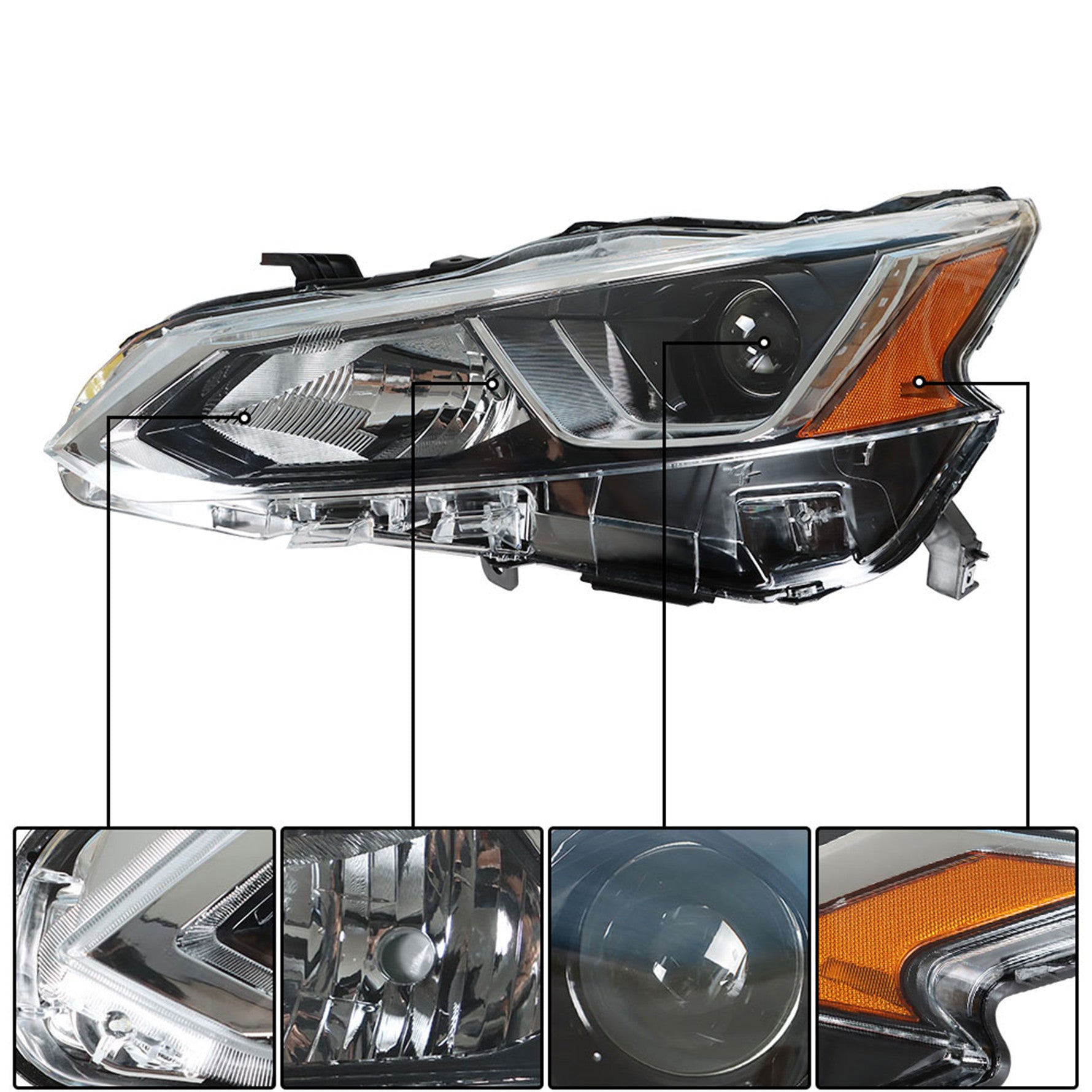 Projector Headlights For 2019-2020 Nissan Altima Halogen Headlamps Right & Left