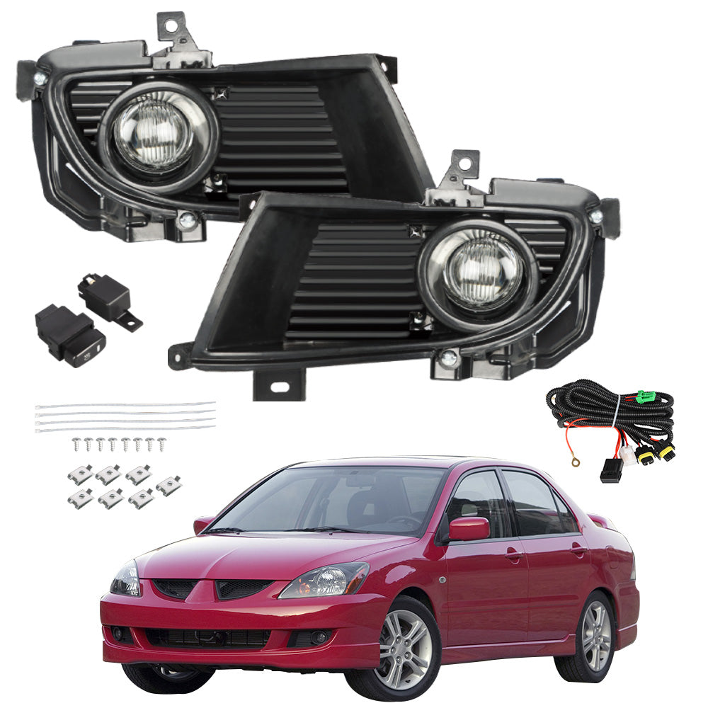TOPPARTZ Driver & Passenger Side Clear Fog Lights Lamps For 2004-2005 Mitsubishi Lancer