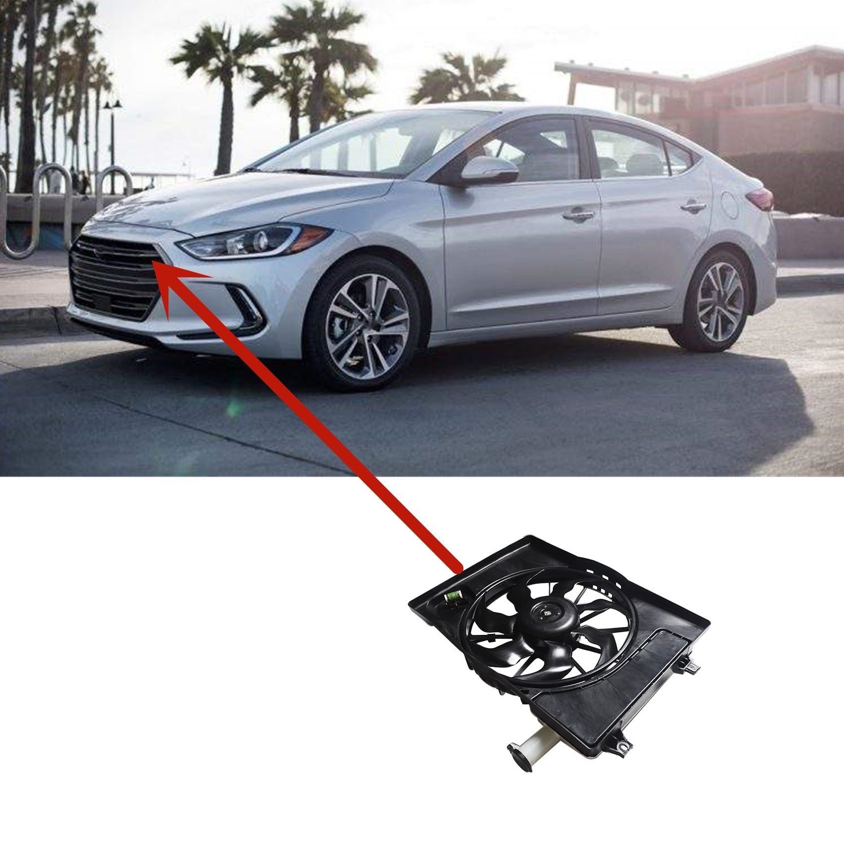Radiator AC Condenser Cooling Fan Assembly For 2017-2018 Elantra 2.0L
