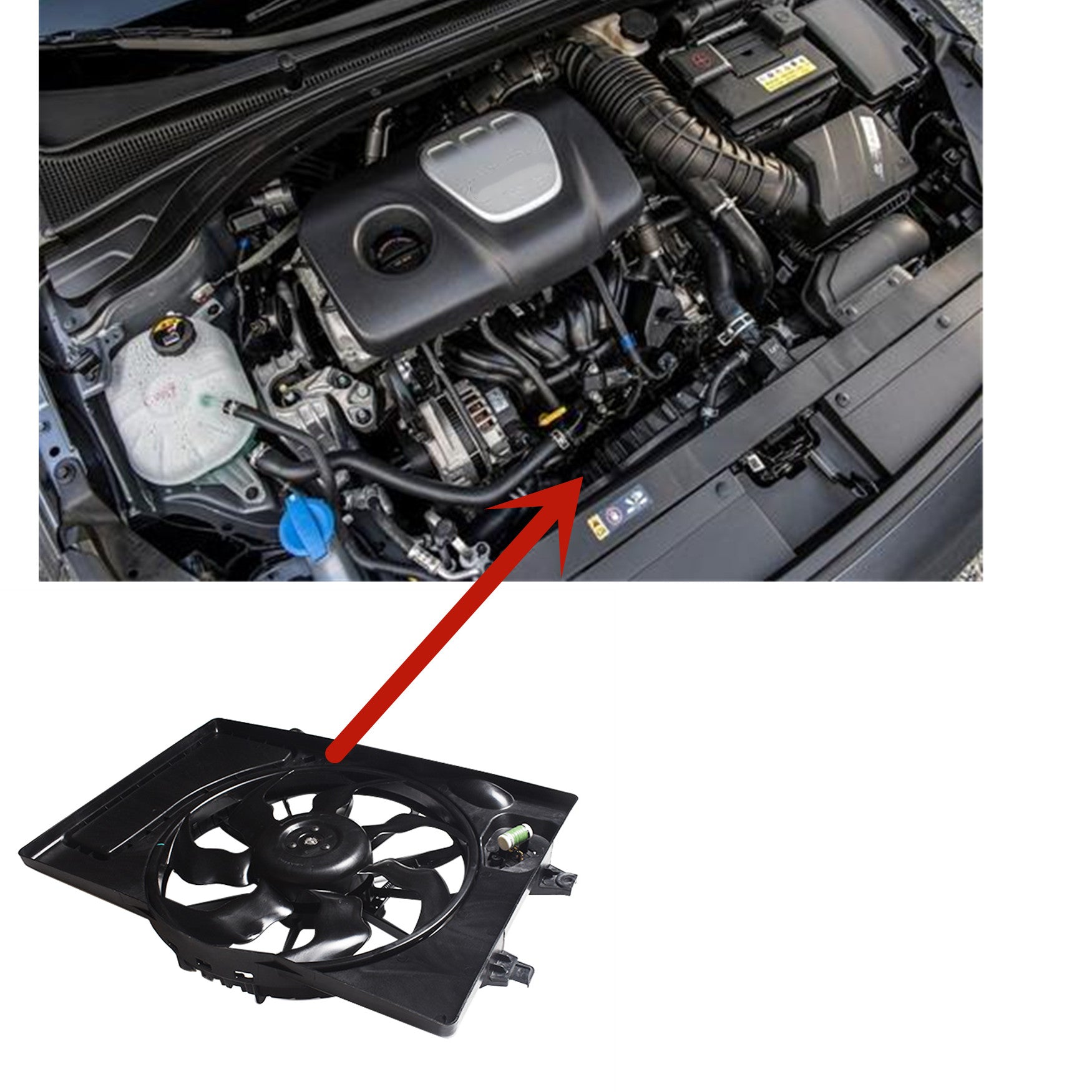 Radiator AC Condenser Cooling Fan Assembly For 2017-2018 Elantra 2.0L