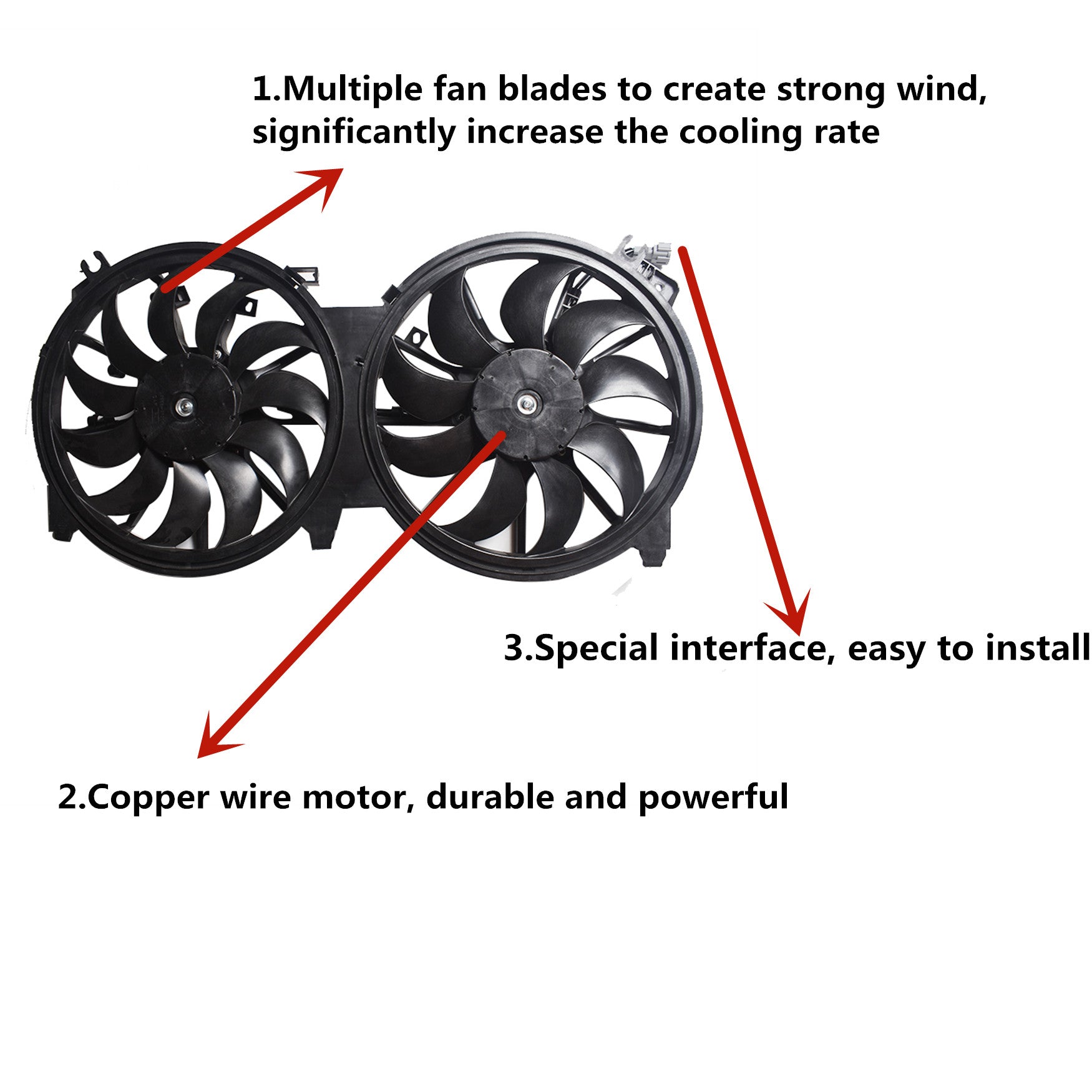 Radiator + AC Condenser Cooling Fan For 07-18 Altima Sedan 16-18 Maxima 620-453