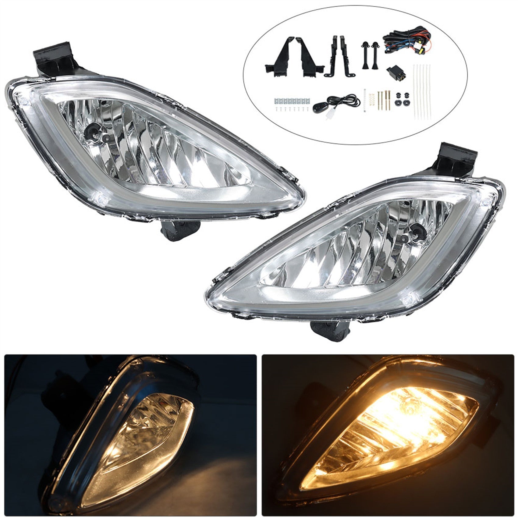 Front Driving Fog Lights W/ Wiring+Switch For 2011-2013 Hyundai Elantra