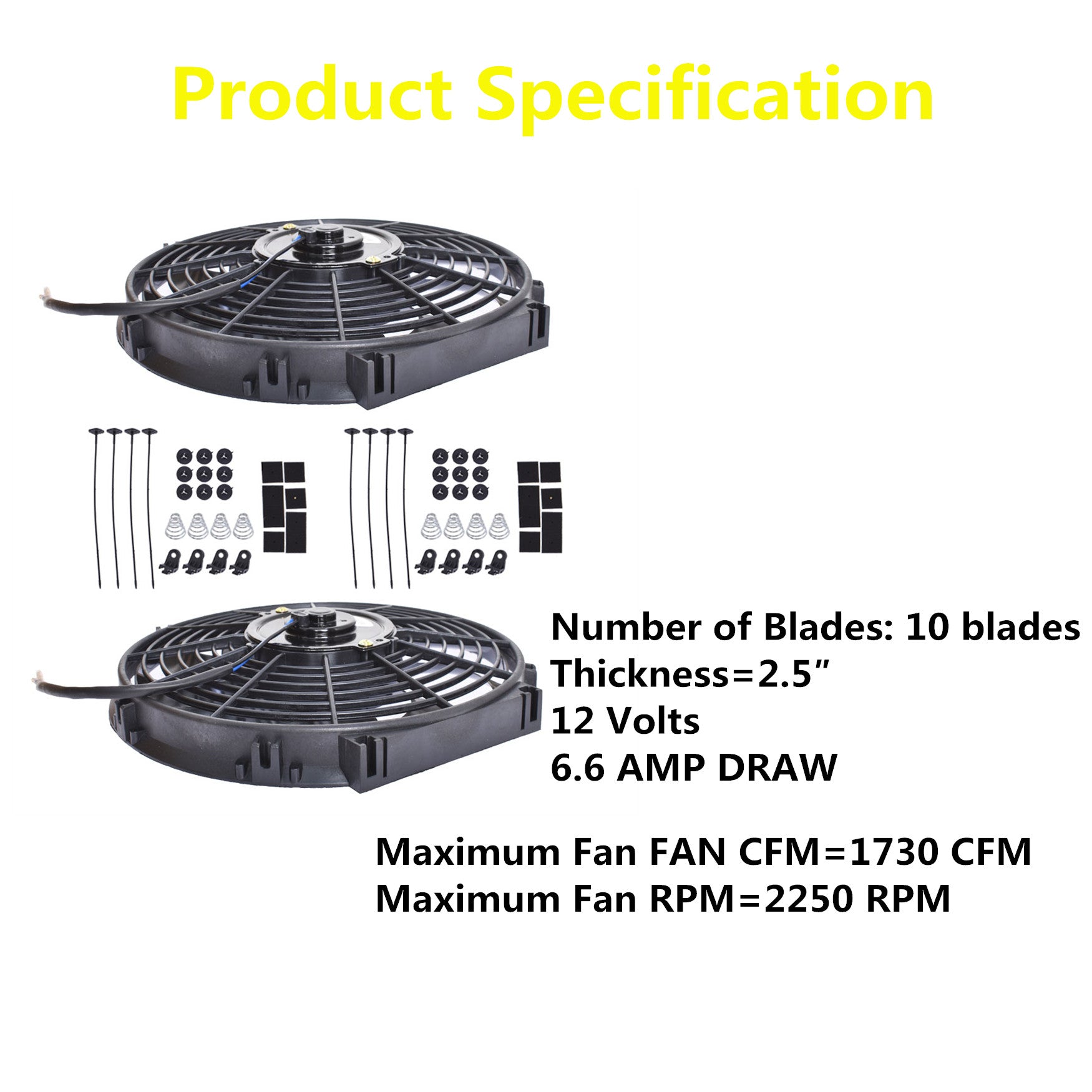 Set 2 12 inch Universal 12V Electric Radiator Cooling Slim Fans Push Pull Mount