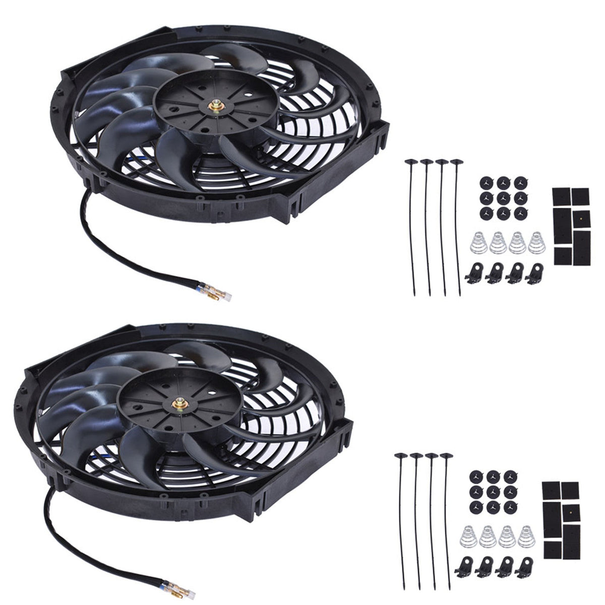 Set 2 12 inch Universal 12V Electric Radiator Cooling Slim Fans Push Pull Mount