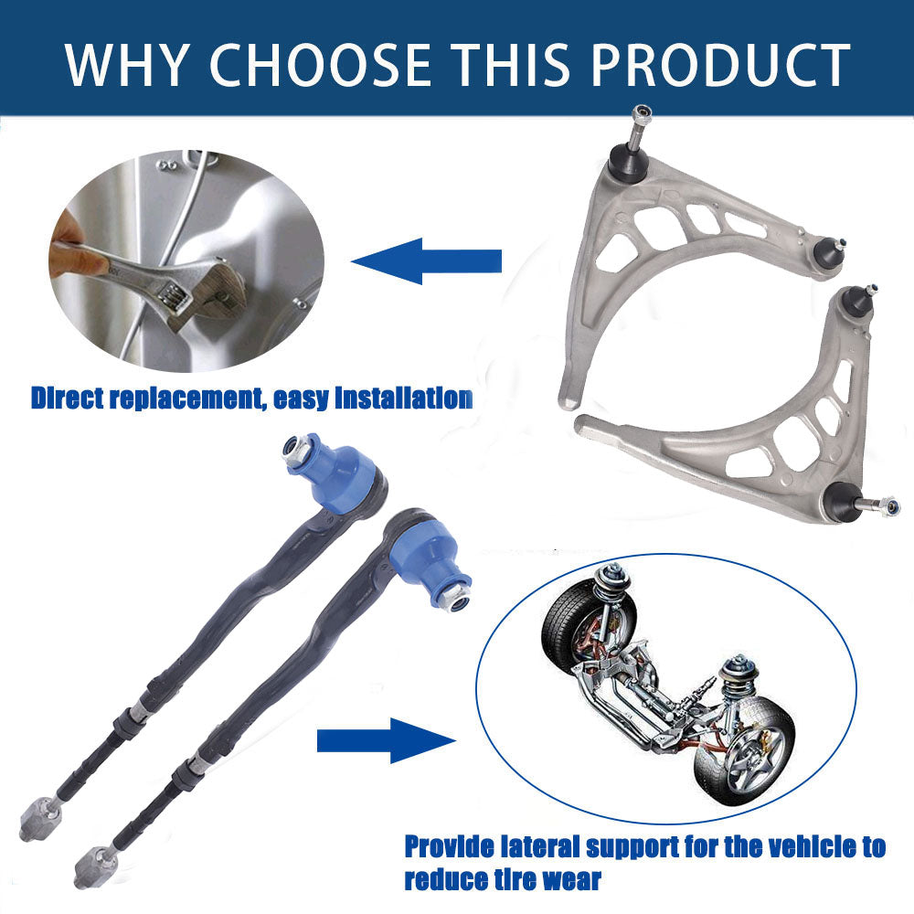 Suspension Kit for E46 3 Series Lower Control Arms Tie Rod Ends Sway Bar Links