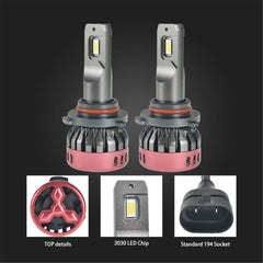 TOPPARTZ 2Pcs 9006/HB4 LED Headlight Bulbs,56W 9600LM 6500K Cool White Super Bright Auto High Beam/Low Beam LED Headlight Conversion Kit