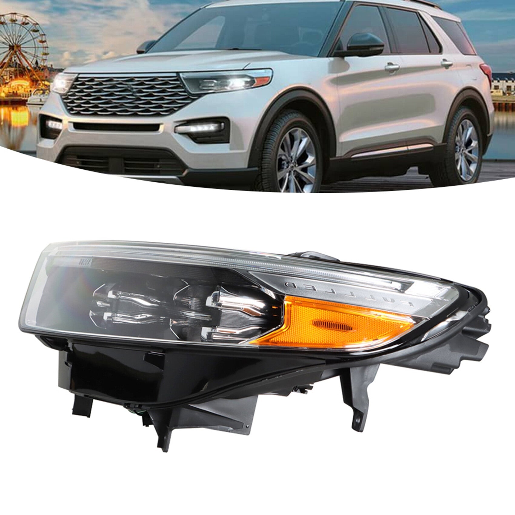 TOPPARTZ LED Headlights Assembly Replacement for 2020-2022 Ford Explorer Projector Headlamp Driver Side