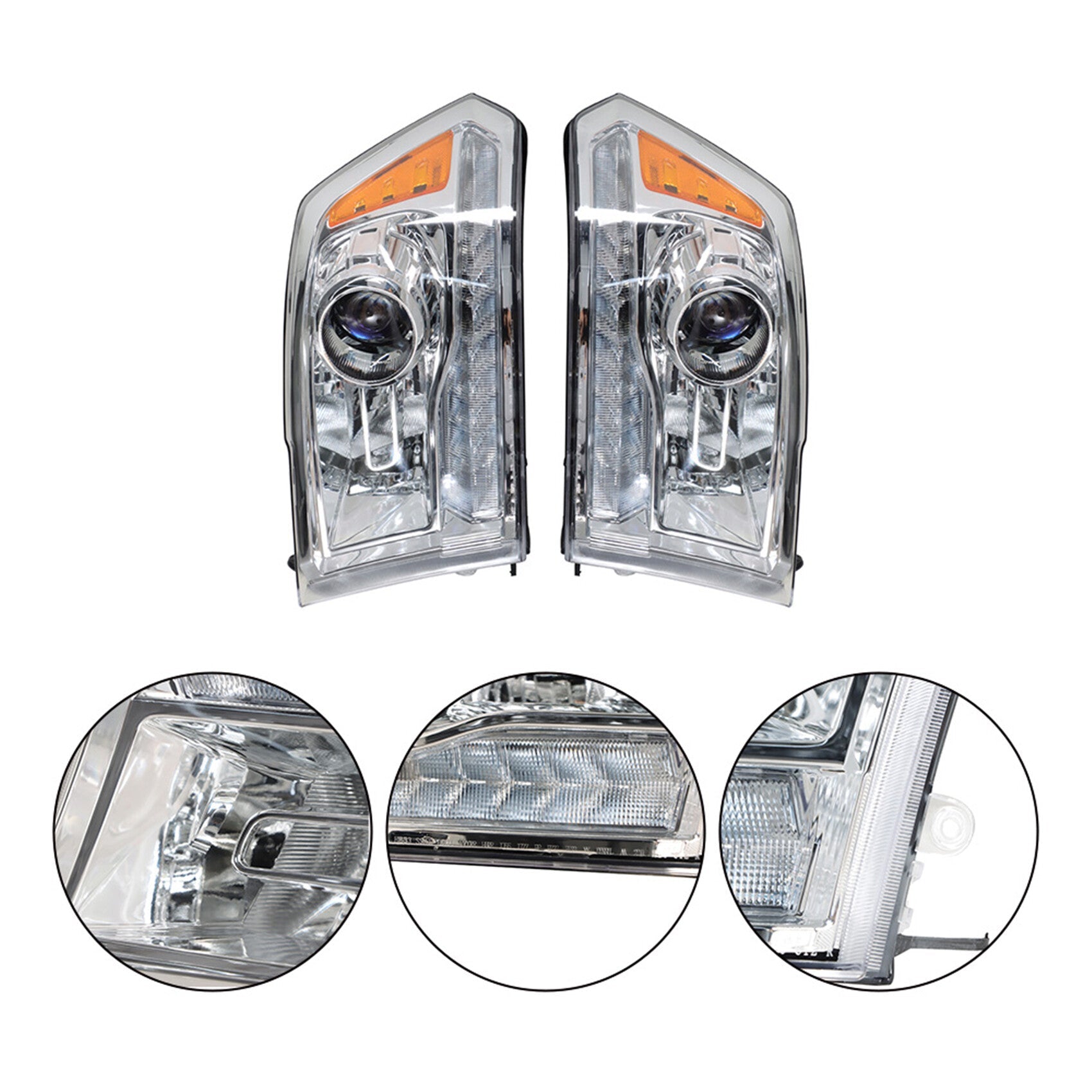 TOPPARTZ Headlights Assembly Replacement for Ram 2009-2018 1500 2500 3500 LED Tube Switchback Turn Signal Set - Passenger & Driver Side