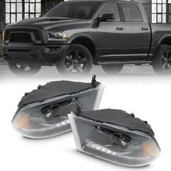 TOPPARTZ Headlight Assembly Replacement for Ram 2009-2018 1500 2500 3500 Assembly Headlights LED Set Driver ＆ Passenger Side