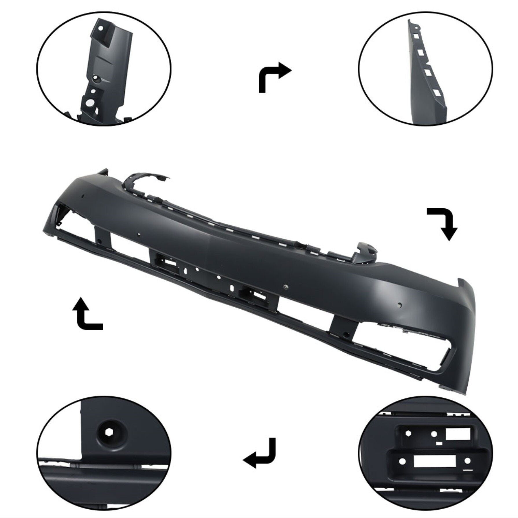 TOPPARTZ Front Upper Bumper Cover Replacement for Tahoe Suburban 2015-2020 with Parking Sensor Hole GM1000974