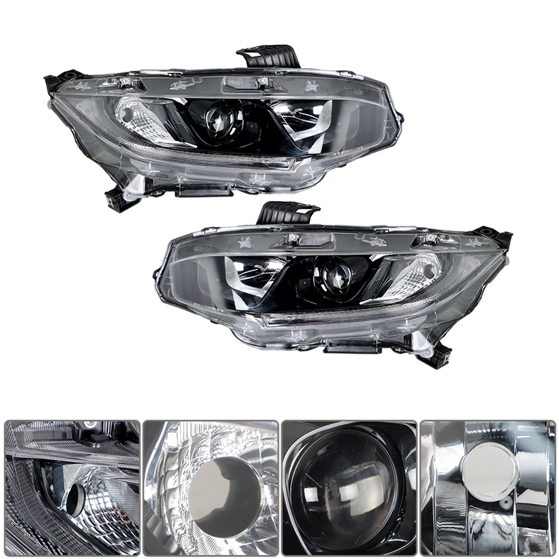 TOPPARTZ Headlight Assembly Replacement for Honda Civic 2016-2021 Headlights Set Driver ＆ Passenger Side