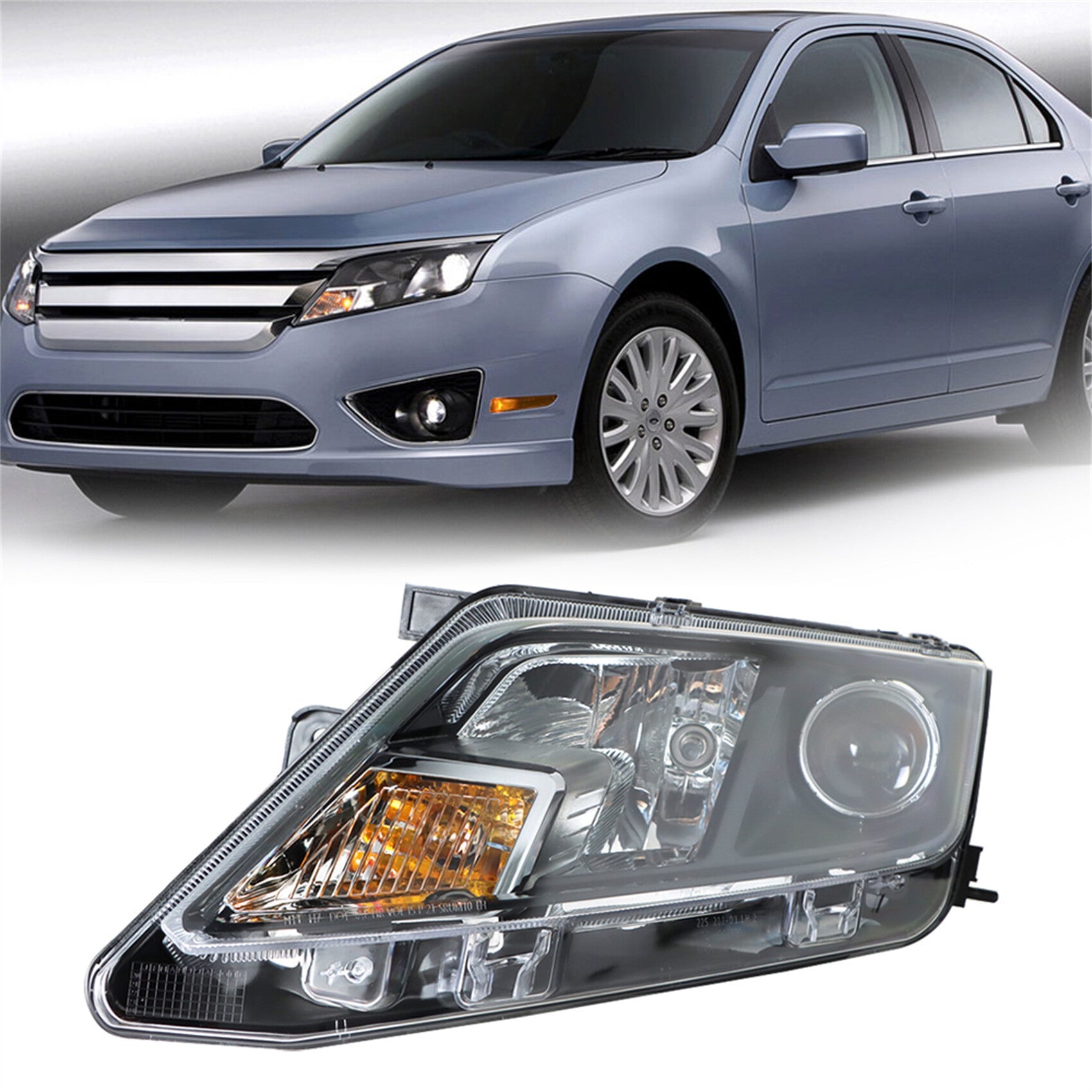 TOPPARTZ Headlight Assembly Replacement for 2010-2012 Ford Fusion Halogen Clear Lens Black Interior Driver Side FO2502273
