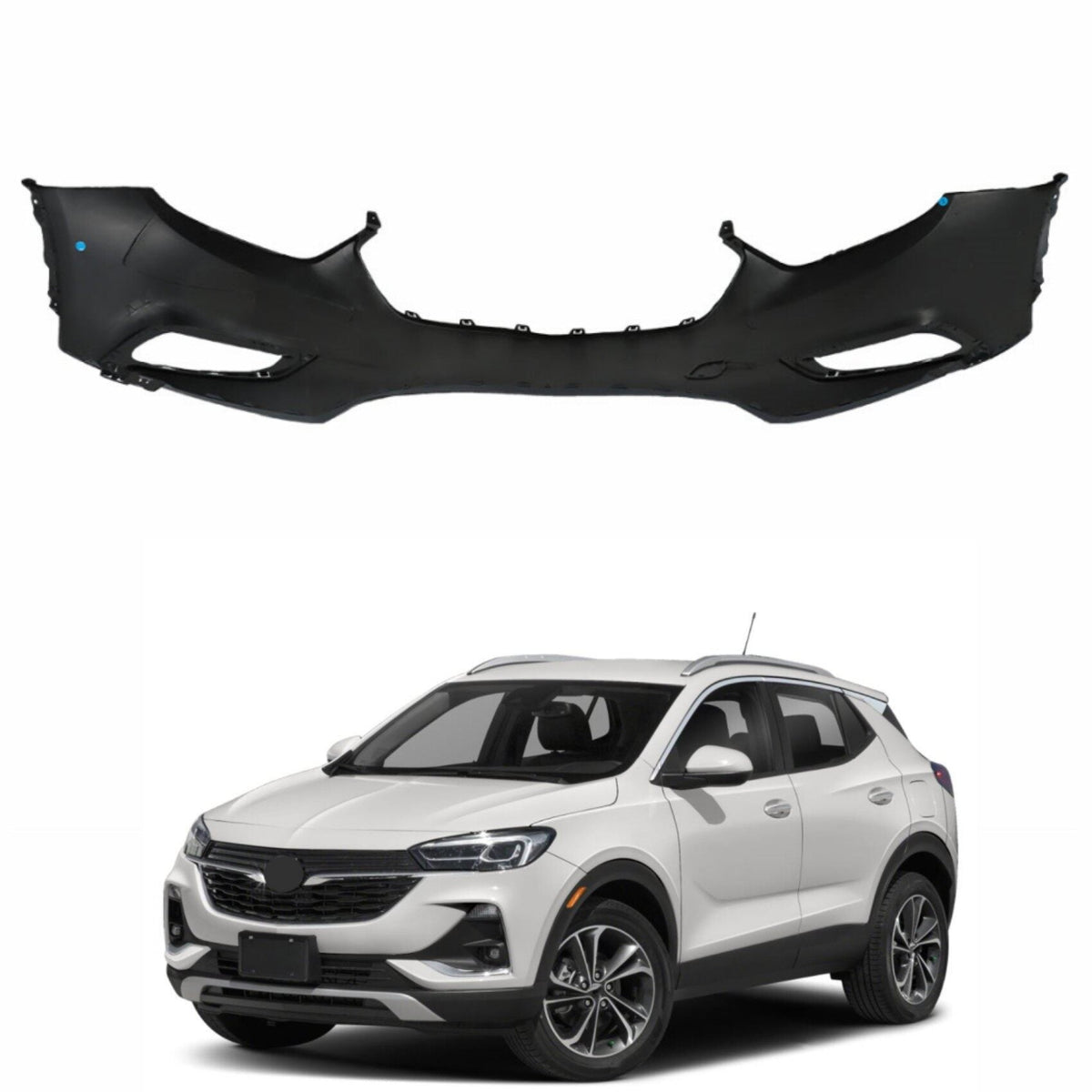 TOPPARTZ Primed Front Bumper Cover Replacement for 2017-2021 Encore with Fog Holes without Sensor Holes