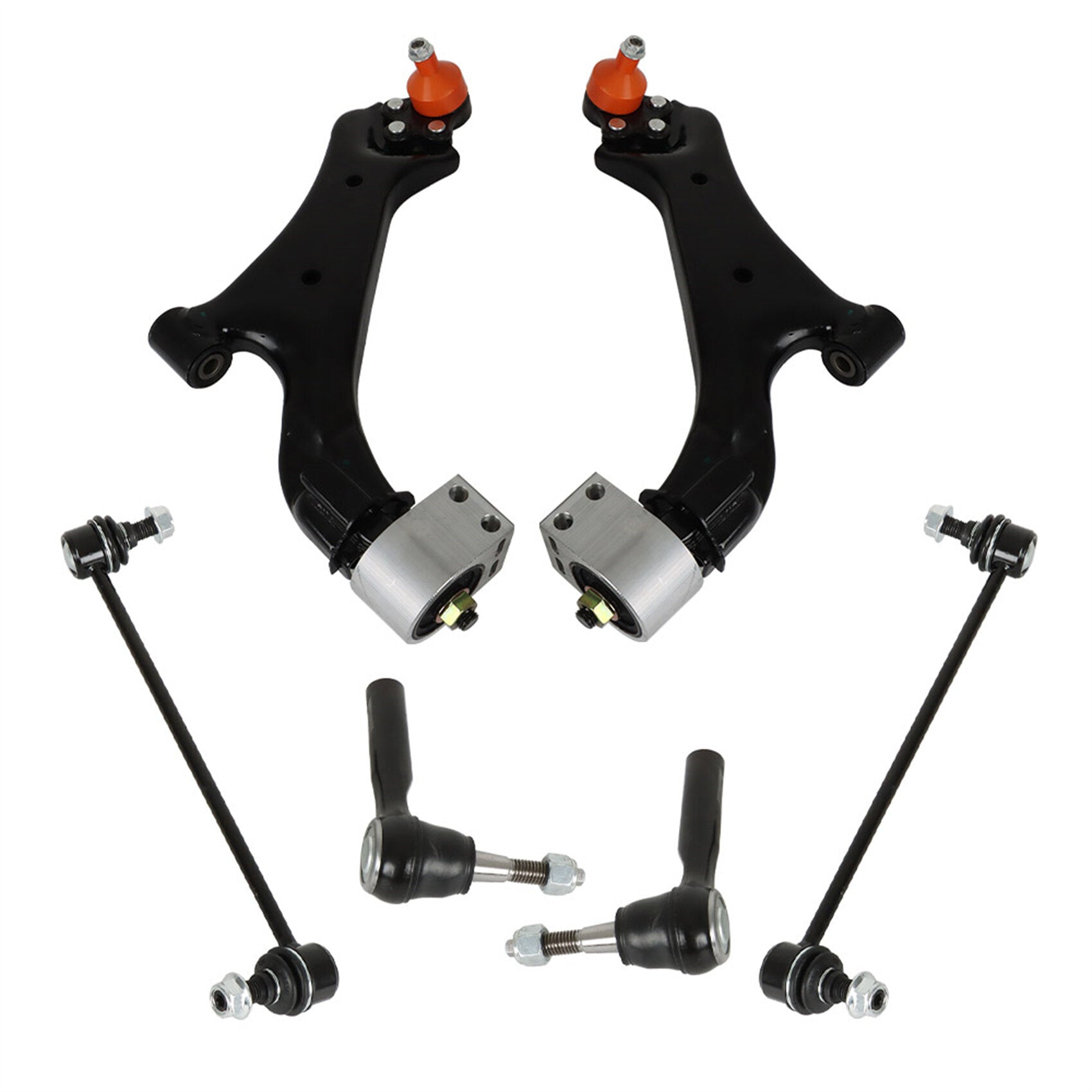 TOPPARTZ 6Pcs Lower Control Arms w/ Ball Joints Sway Bar Links Tie Rods Suspension Kit Replacement for Equinox 2010-2017 Terrain 2010-2017