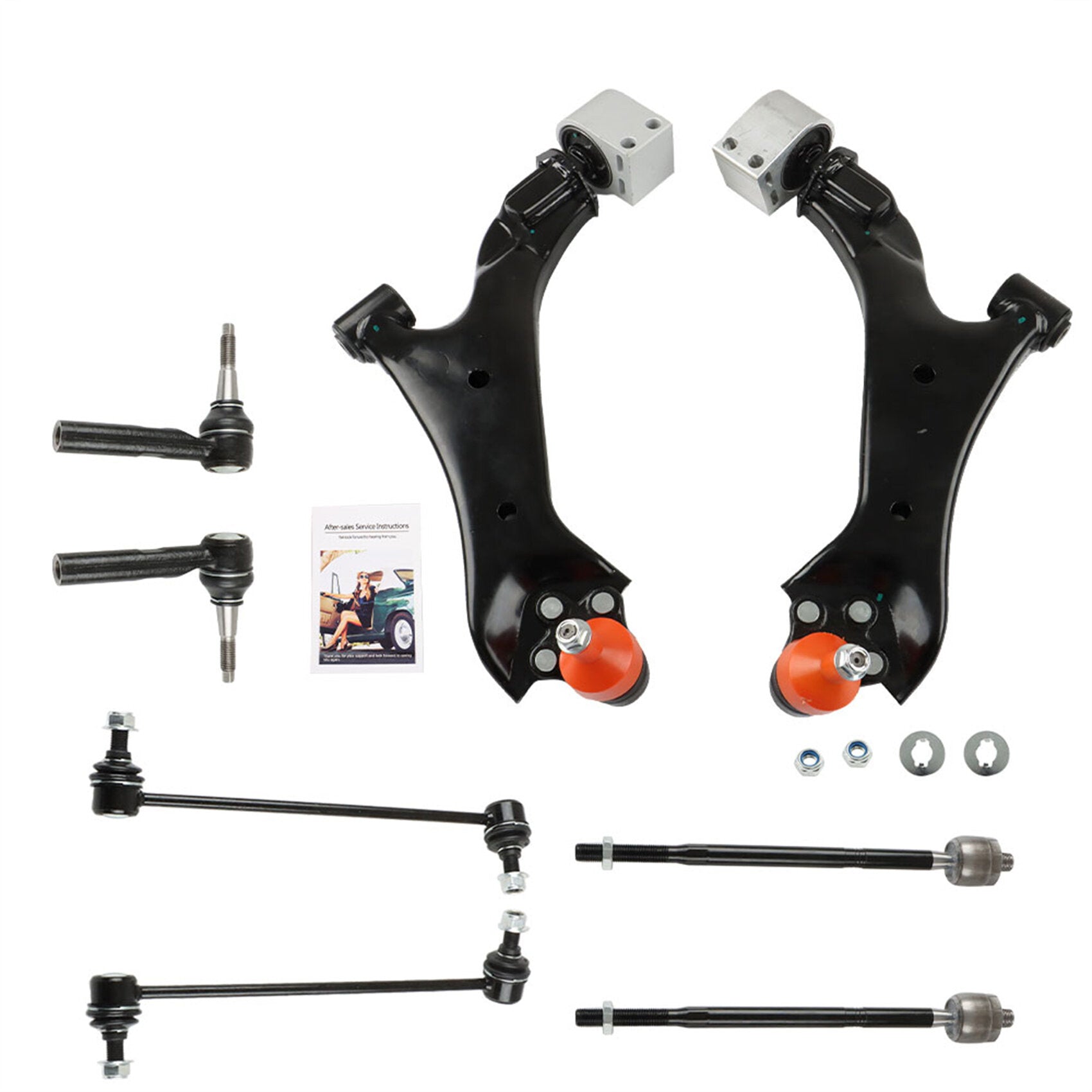 TOPPARTZ 8Pcs Lower Control Arms w/ Ball Joints Sway Bar Links Tie Rods Suspension Kit 524-158 Replacement for Equinox 2010-2017 Terrain 2010-2017