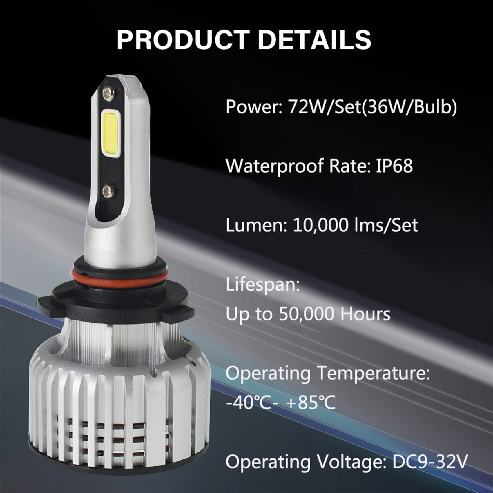 TOPPARTZ 9005/HB3 LED Headlight Bulbs,72W 10000 Lumens Super Bright 6500K Cool White LED Headlights Conversion Kit,Pack of 2