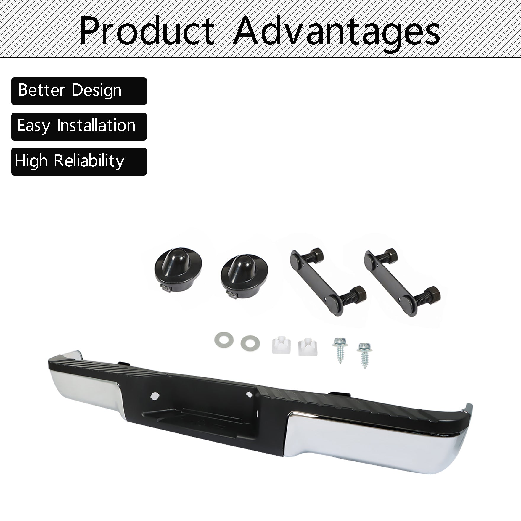 TOPPARTZ Chrome Complete Rear Steel Bumper Assembly Replacement for 2009 2010 2011 2012 2013 2014 F150