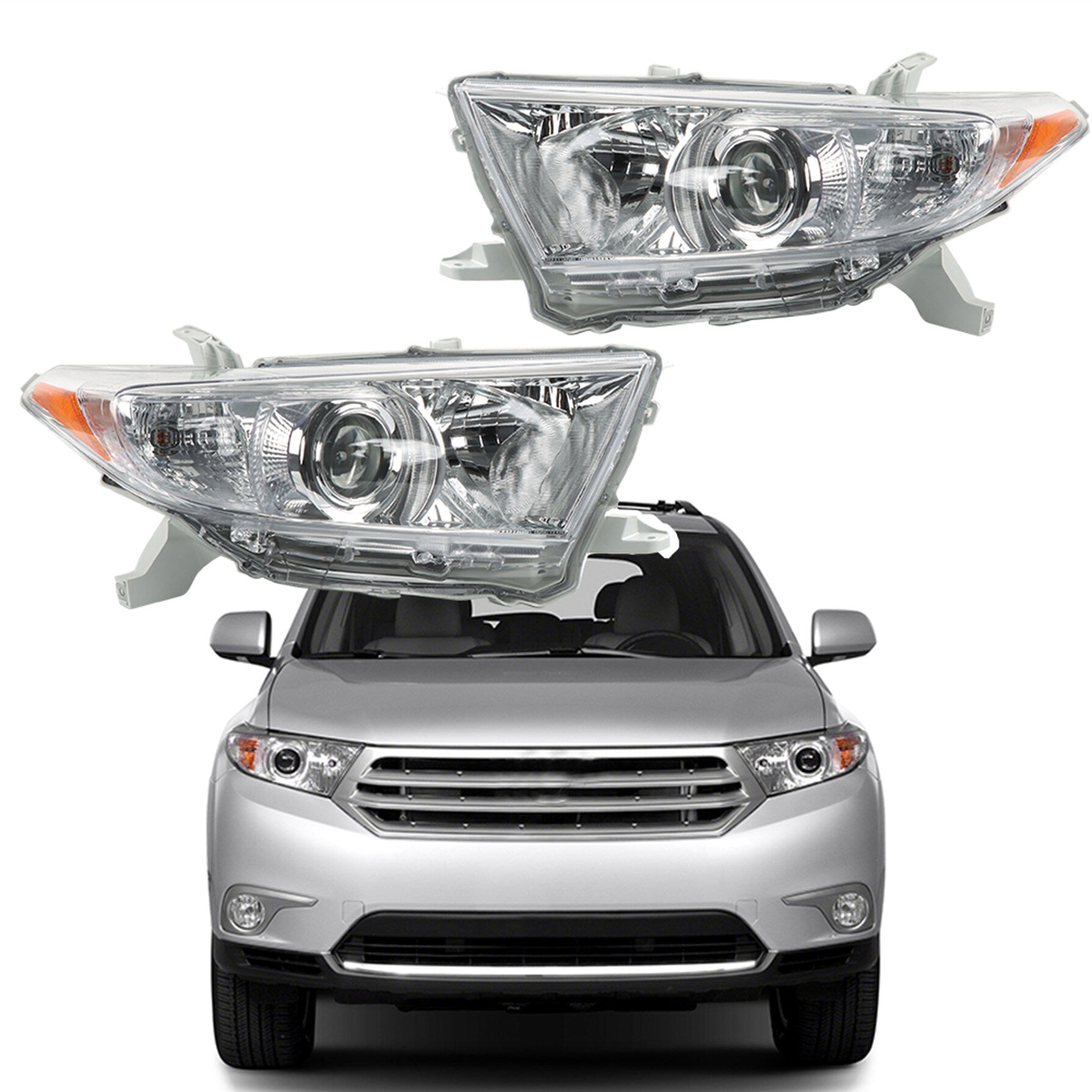 TOPPARTZ Headlight Assembly Replacement for Toyota 2011 2012 2013 Highlander Headlights Halogen Set Driver ＆ Passenger Side
