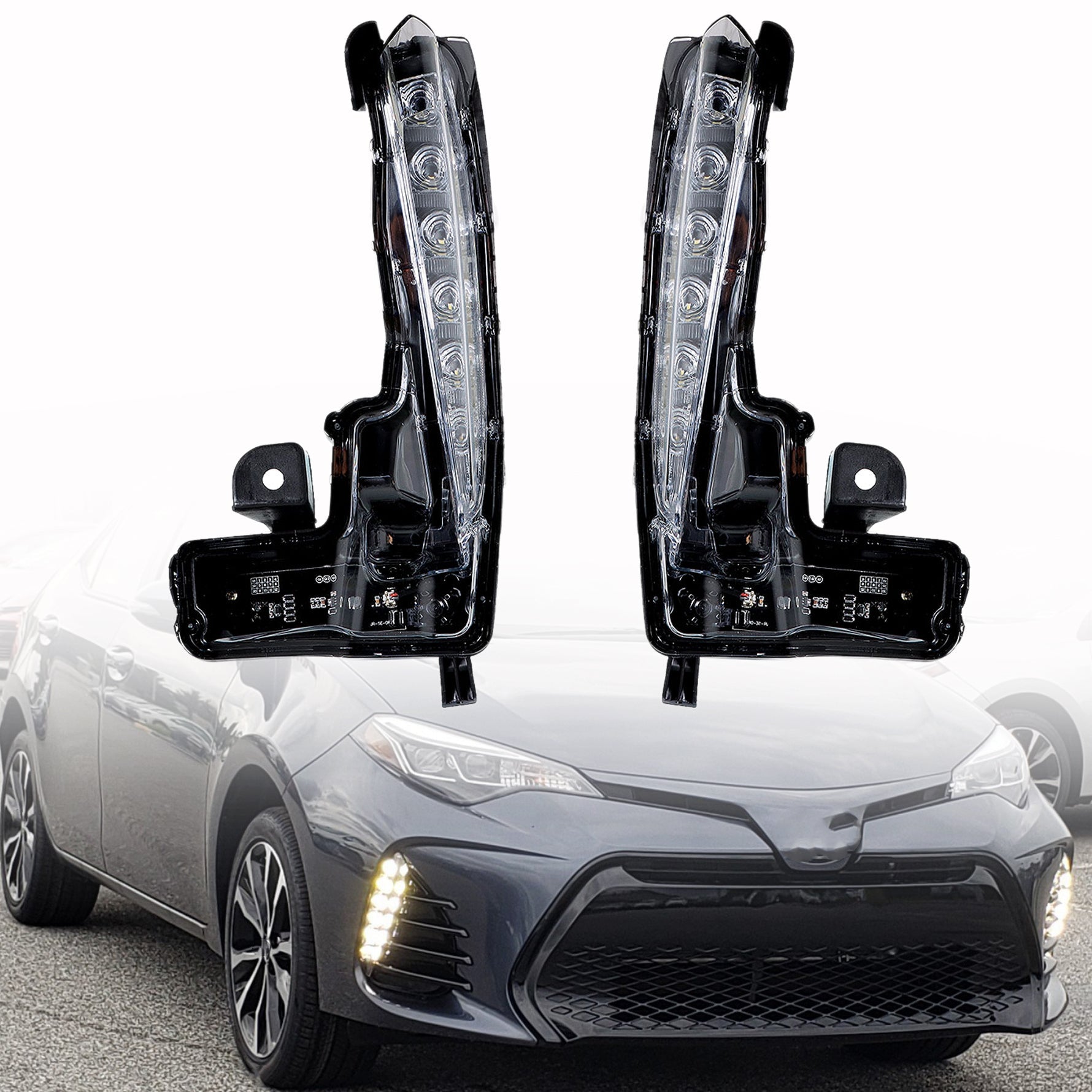 TOPPARTZ 1 Pair Fog Lights Replacement for Toyota Corolla 2017-2019 SE XSE Clear Lens LED Driving Fog Lights Lamps Driver and Passenger Side