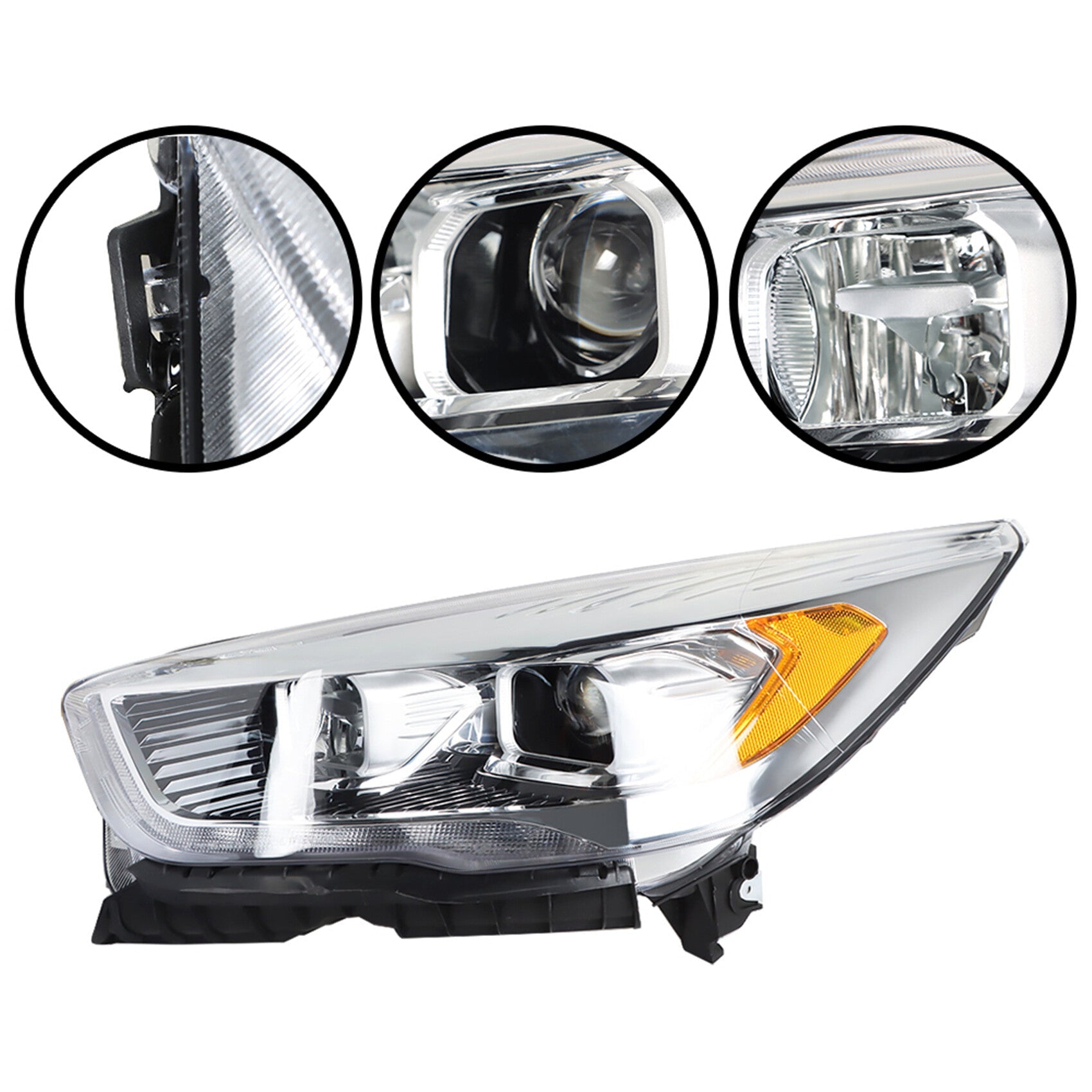 TOPPARTZ HID Headlights Assembly Replacement for 2017 2018 2019 Ford Escape Projector Headlamp Driver Side