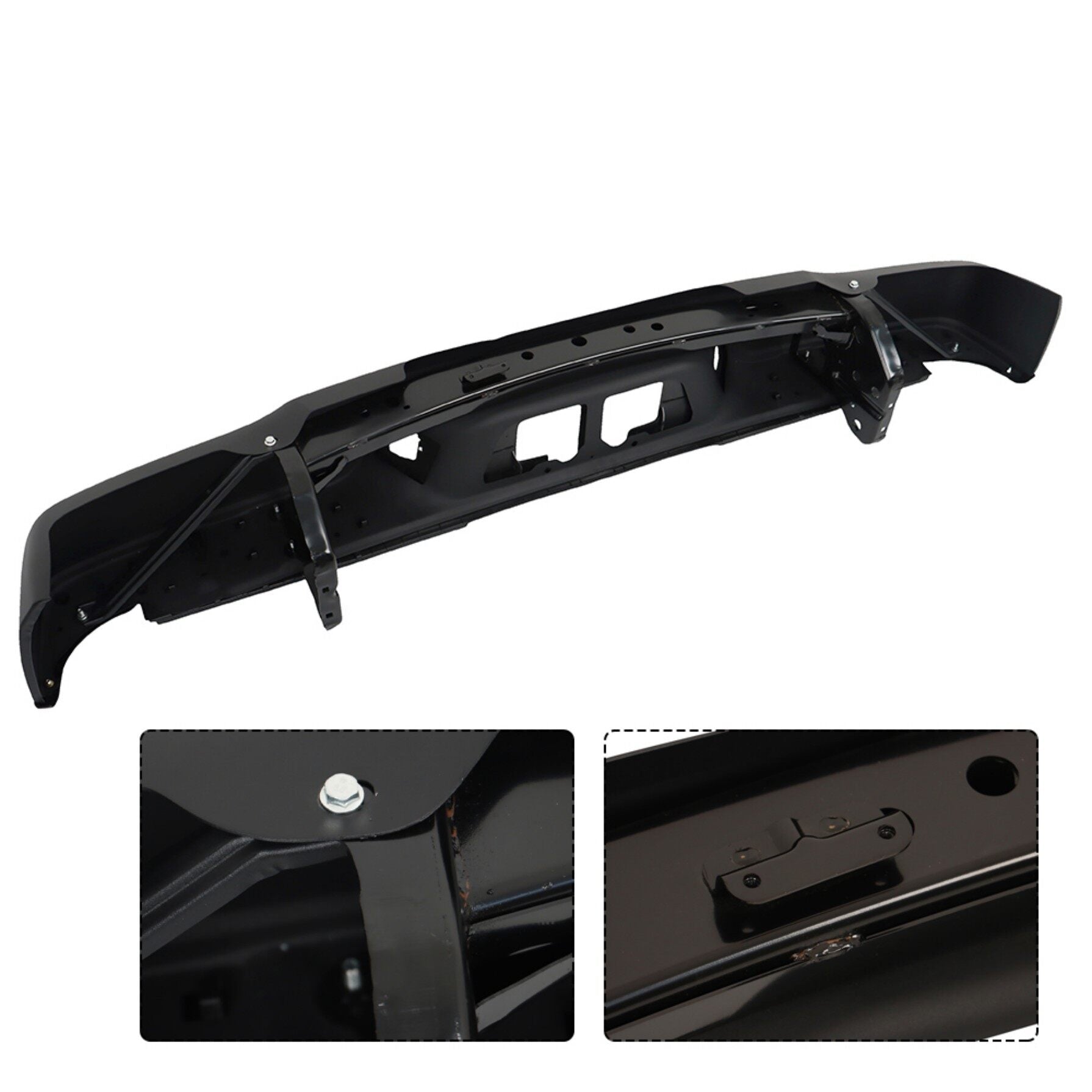 TOPPARTZ Black Rear Step Bumper Replacement for 2007-2013 Toyota Tundra with Rock Warrior Pkg without Parking Aid Sensor Holes