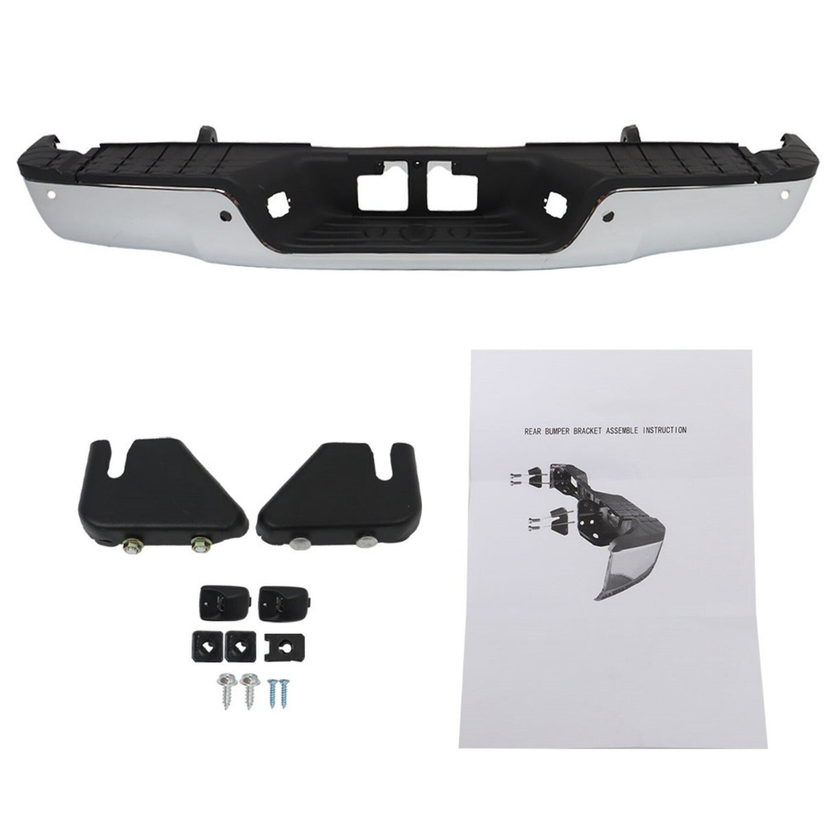 TOPPARTZ Chrome Rear Step Bumper Assembly Replacement for 2007-2013 Toyota Tundra with Parking Aid Sensor Holes TO1103116