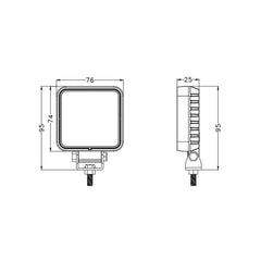 LED Hand Work Light|3 inch 12W|Wide Flood|12V 24V DC for Trucks