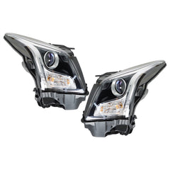 Headlights Assembly Replacement for 2013-2018 Cadillac ATS Driver & Passenger Side Halogen Chrome Left & Right Headlamps