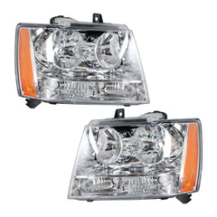 TOPPARTZ Headlights Driver & Passenger Side Headlamps Chrome Housing fit  2007-2014 Chevy Tahoe/Suburban/Avalanche 1500 2500 GM2502263 GM2503264