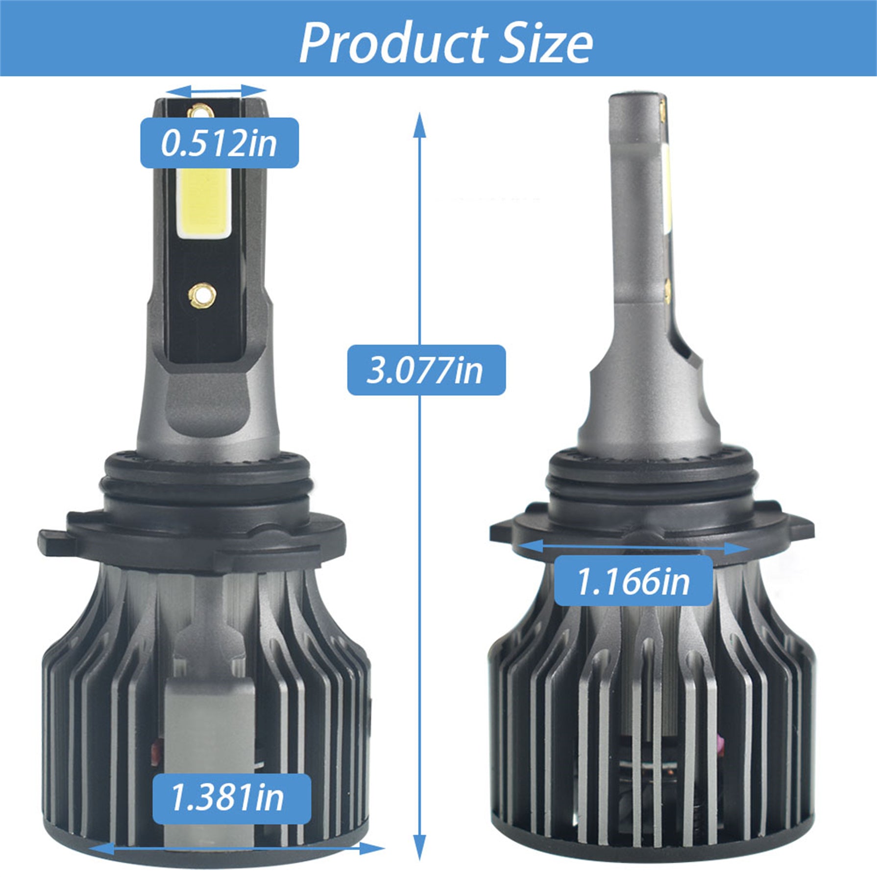 TOPPARTZ 2Pcs 9006/HB4 LED Headlight Bulbs,72W 10000LM 6000K Cool White Super Bright Auto High Beam/Low Beam LED Headlight Conversion Kit