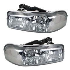 TOPPARTZ RH+LH Headlight&Bumper Lamp For 1999-07 GMC Sierra /Yukon Black Housing Left+Right Side (Passenger & Driver Side)