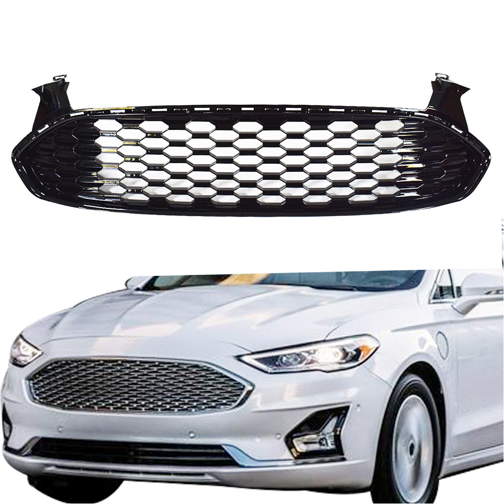 TOPPARTZ Honeycomb Front Bumper Mesh Grill Grille for 2013-2016 Ford Fusion Gloss Black