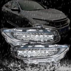 TOPPARTZ Right+Left Headlights For 2016-2019 Honda Civic Full LED DRL Clear Lens