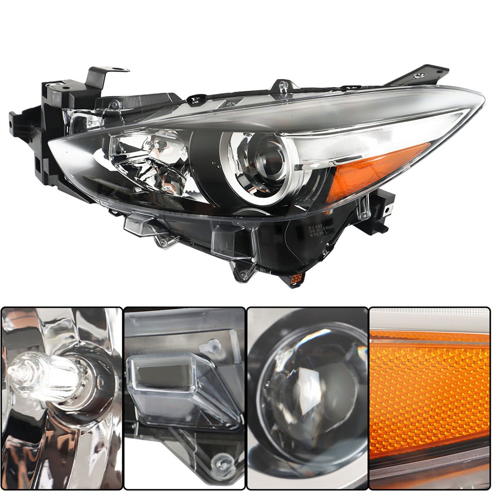 TOPPARTZ Headlight Assembly Replacement for Mazda 3 2017 2018 Model Halogen Projector Headlight Left Set Driver Side