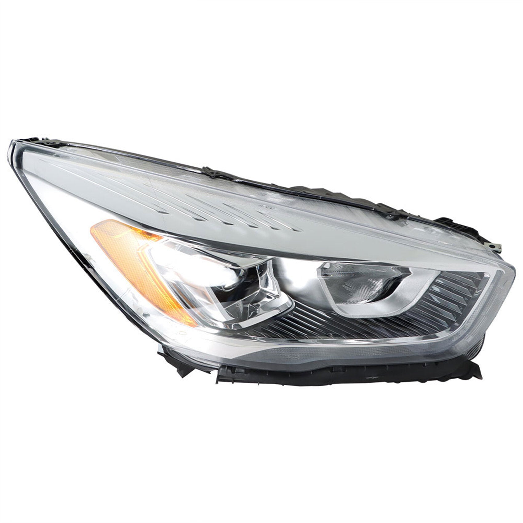 TOPPARTZ Headlight Assembly Replacement for 2017-2019 Ford Escape with LED DRL Chrome Halogen Right Passenger FO2503351