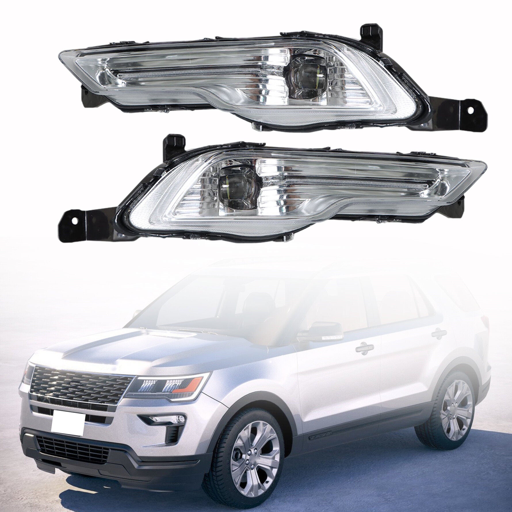 TOPPARTZ Fog Lights Assembly Replacement for 2017 2018 Ford Explorer Fusion Clear Lens Left+Right Side (Passenger & Driver Side)